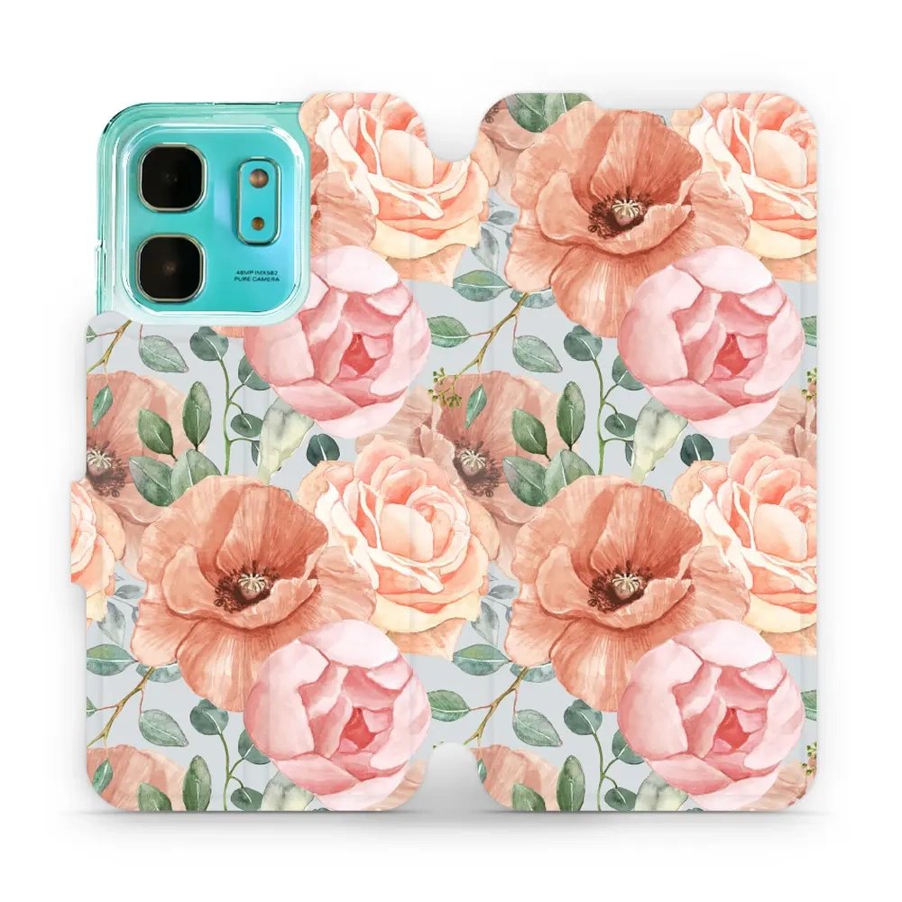Flipové pouzdro Mobiwear - Infinix HOT 50i - MP02S Pastelové květy