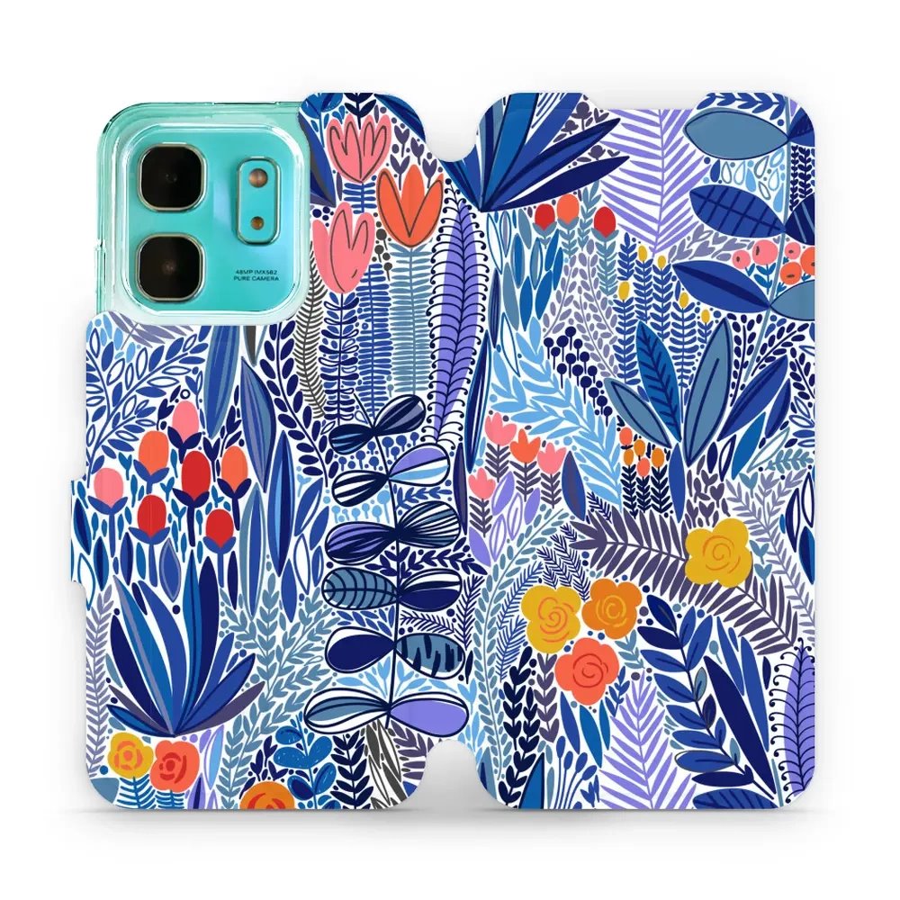 Flipové pouzdro Mobiwear - Infinix HOT 50i - MP03P Modrá květena