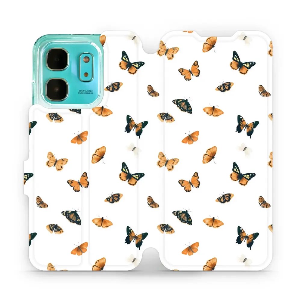 Flipové pouzdro Mobiwear - Infinix HOT 50i - VP77S Oranžoví motýlci