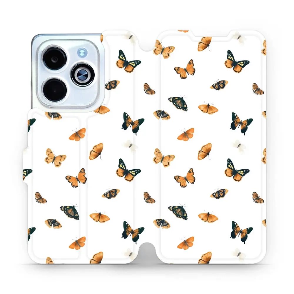Flipové pouzdro Mobiwear - Infinix HOT 40i - VP77S Oranžoví motýlci