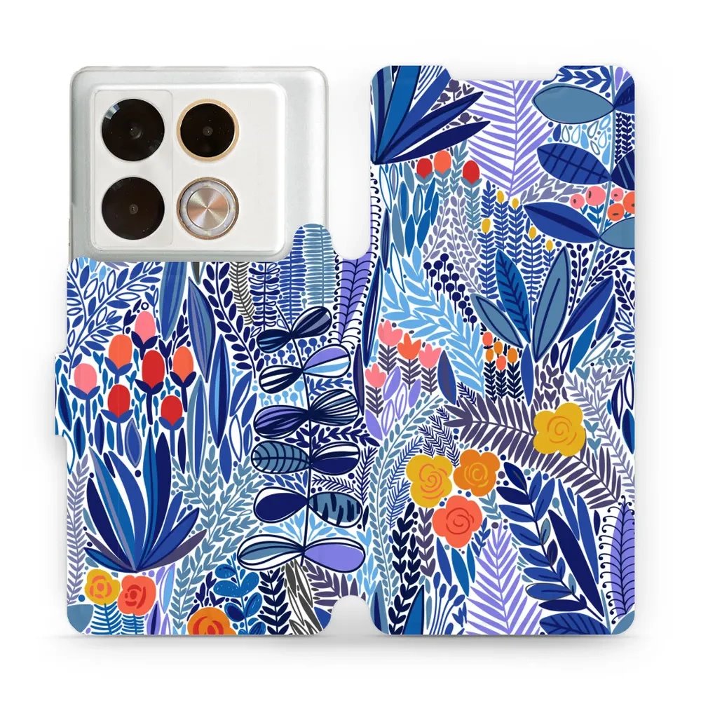 Flipové pouzdro Mobiwear - Infinix Note 40 Pro - MP03P Modrá květena