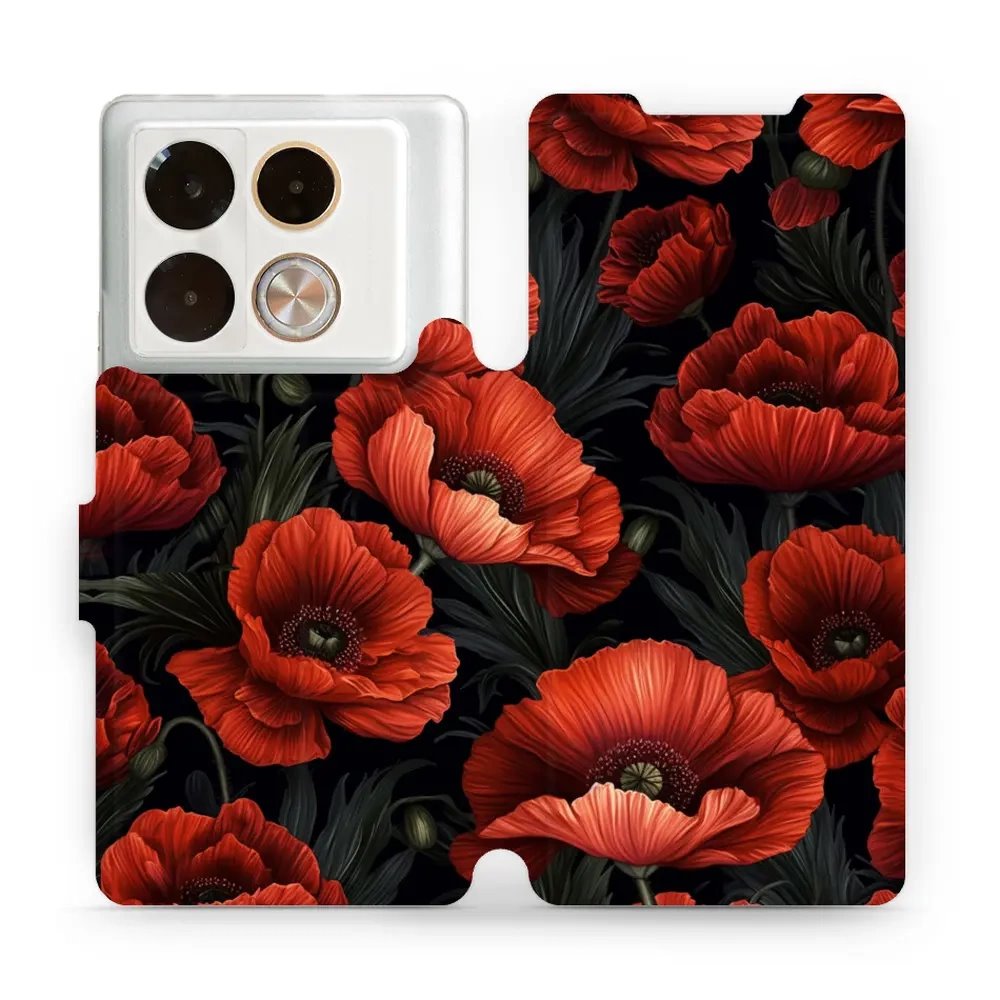 Flipové pouzdro Mobiwear - Infinix Note 40 Pro - VP45S Temné červené květy