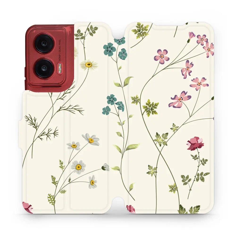 Flipové pouzdro Mobiwear - Motorola Moto G35 5G - MD03S Tenké rostlinky s květy