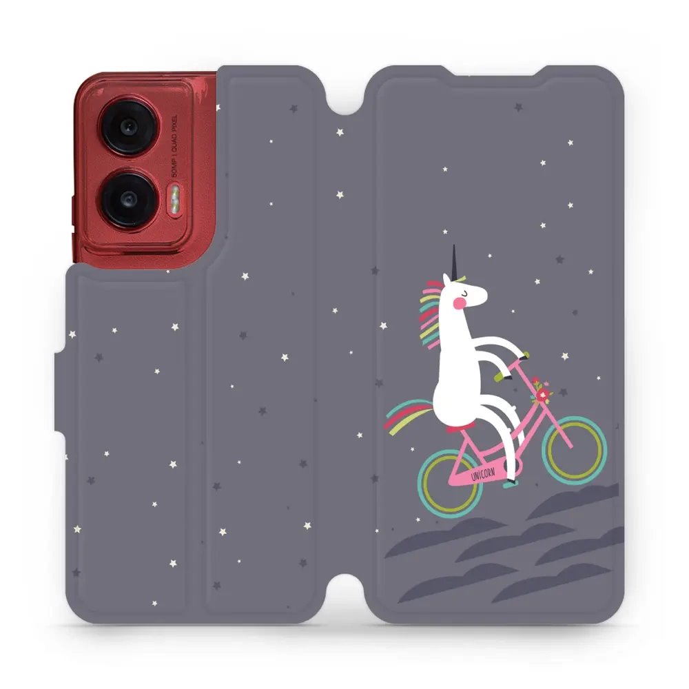 Flipové pouzdro Mobiwear - Motorola Moto G35 5G - V024P Jednorožec na kole