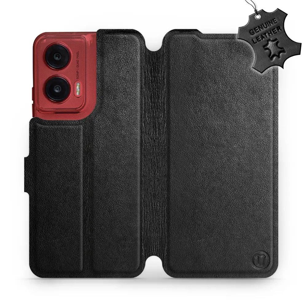 Kožené flip pouzdro Mobiwear - Motorola Moto G35 5G - Černé
