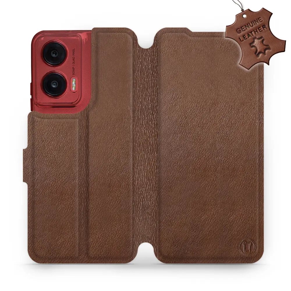 Kožené flip pouzdro Mobiwear - Motorola Moto G35 5G - Hnědé