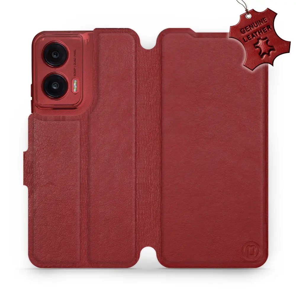 Kožené flip pouzdro Mobiwear - Motorola Moto G35 5G - Tmavě červené