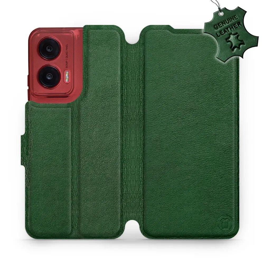 Kožené flip pouzdro Mobiwear - Motorola Moto G35 5G - Zelené 