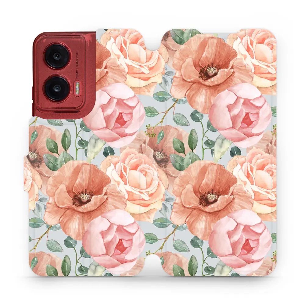 Flipové pouzdro Mobiwear - Motorola Moto G35 5G - MP02S Pastelové květy