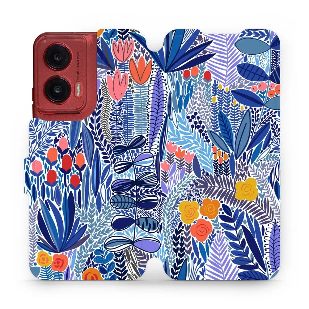 Flipové pouzdro Mobiwear - Motorola Moto G35 5G - MP03P Modrá květena