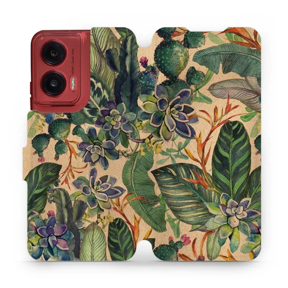 Flipové pouzdro Mobiwear - Motorola Moto G35 5G - VP05S Sukulenty