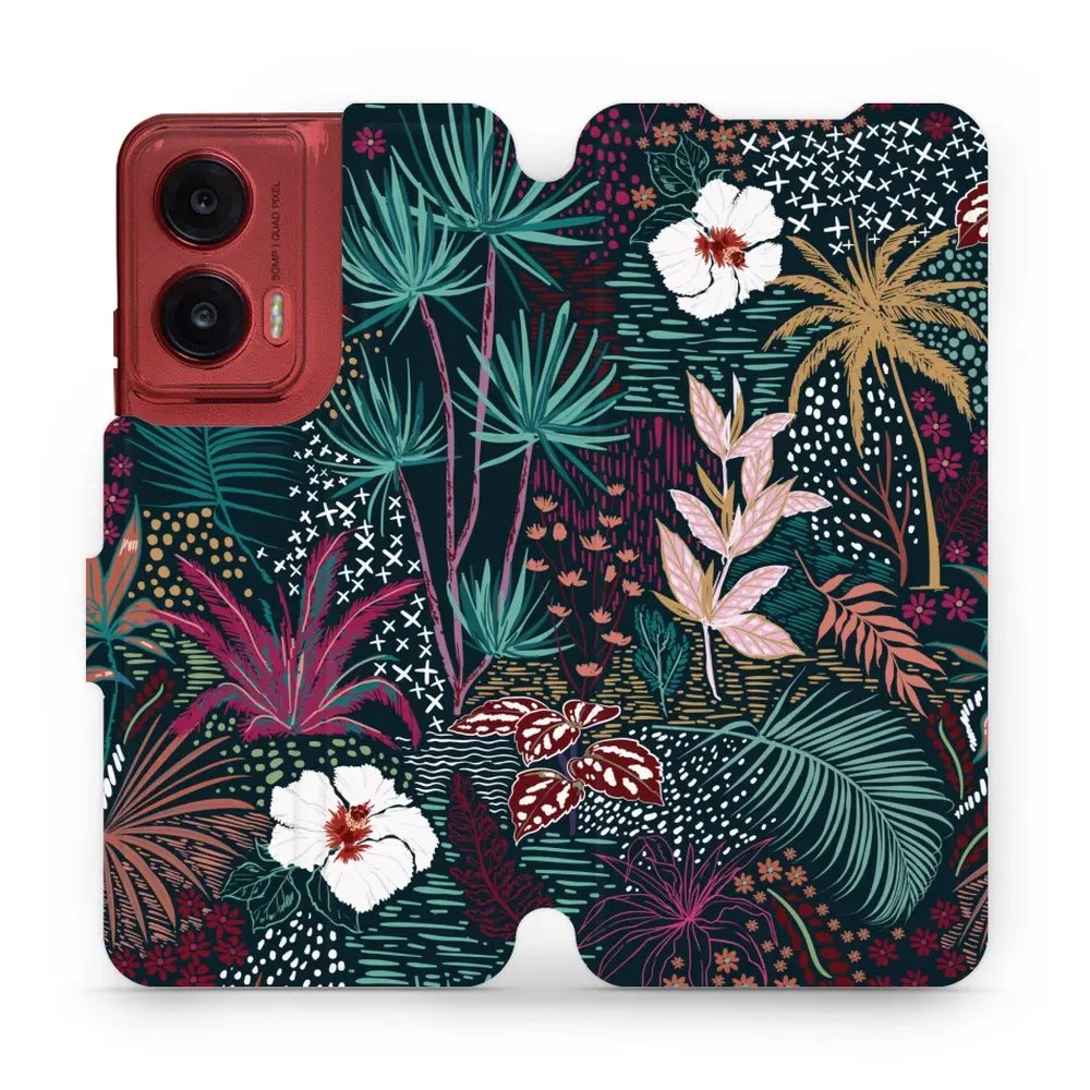 Flipové pouzdro Mobiwear - Motorola Moto G35 5G - VP13S Temná flóra