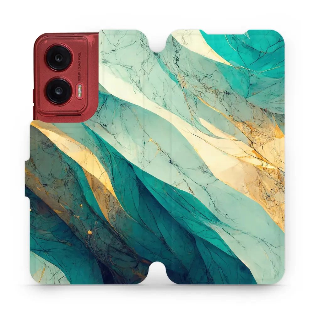 Flipové pouzdro Mobiwear - Motorola Moto G35 5G - VP37S Zlatavý a zelenkavý mramor