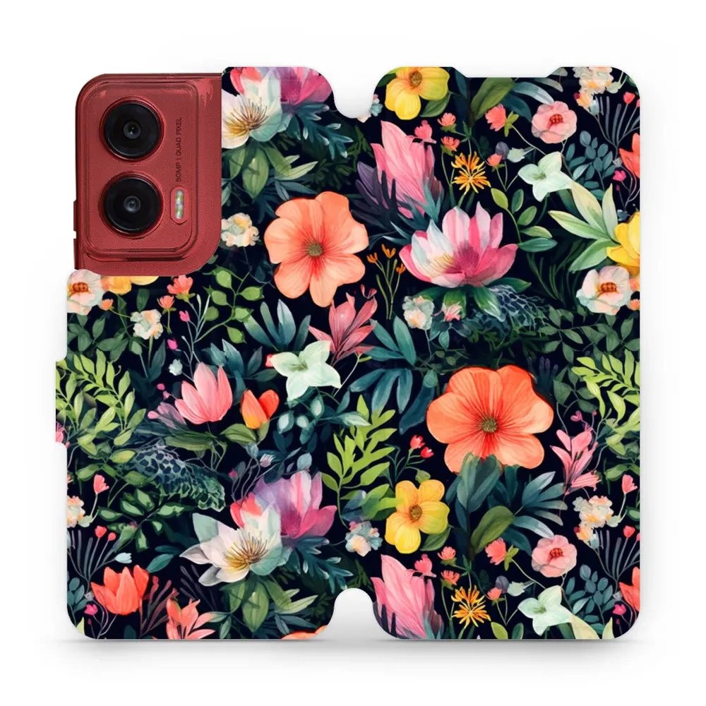 Flipové pouzdro Mobiwear - Motorola Moto G35 5G - VP48S Pestré kvítky