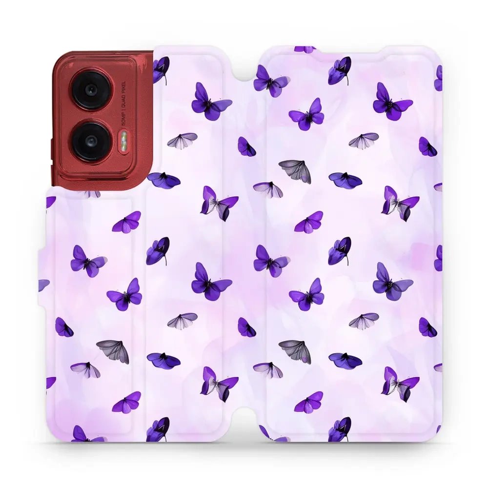 Flipové pouzdro Mobiwear - Motorola Moto G35 5G - VP76S Fialoví motýlci