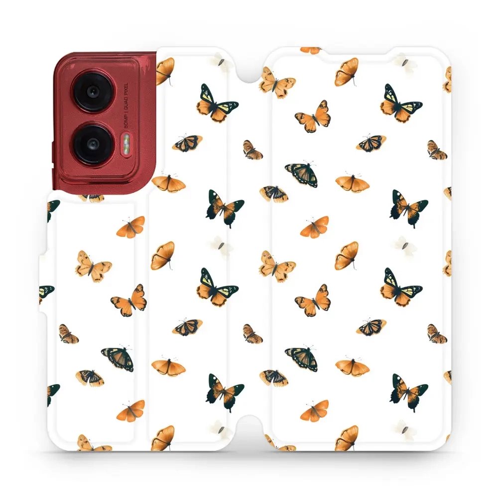 Flipové pouzdro Mobiwear - Motorola Moto G35 5G - VP77S Oranžoví motýlci