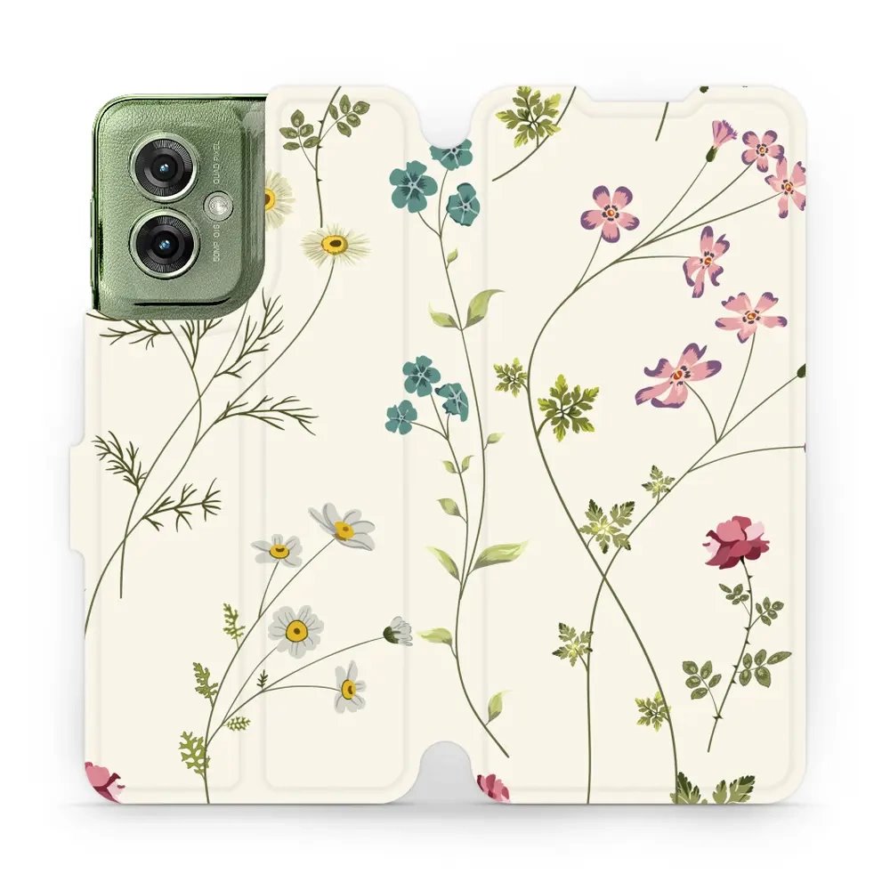 Flipové pouzdro Mobiwear - Motorola Moto G55 5G - MD03S Tenké rostlinky s květy