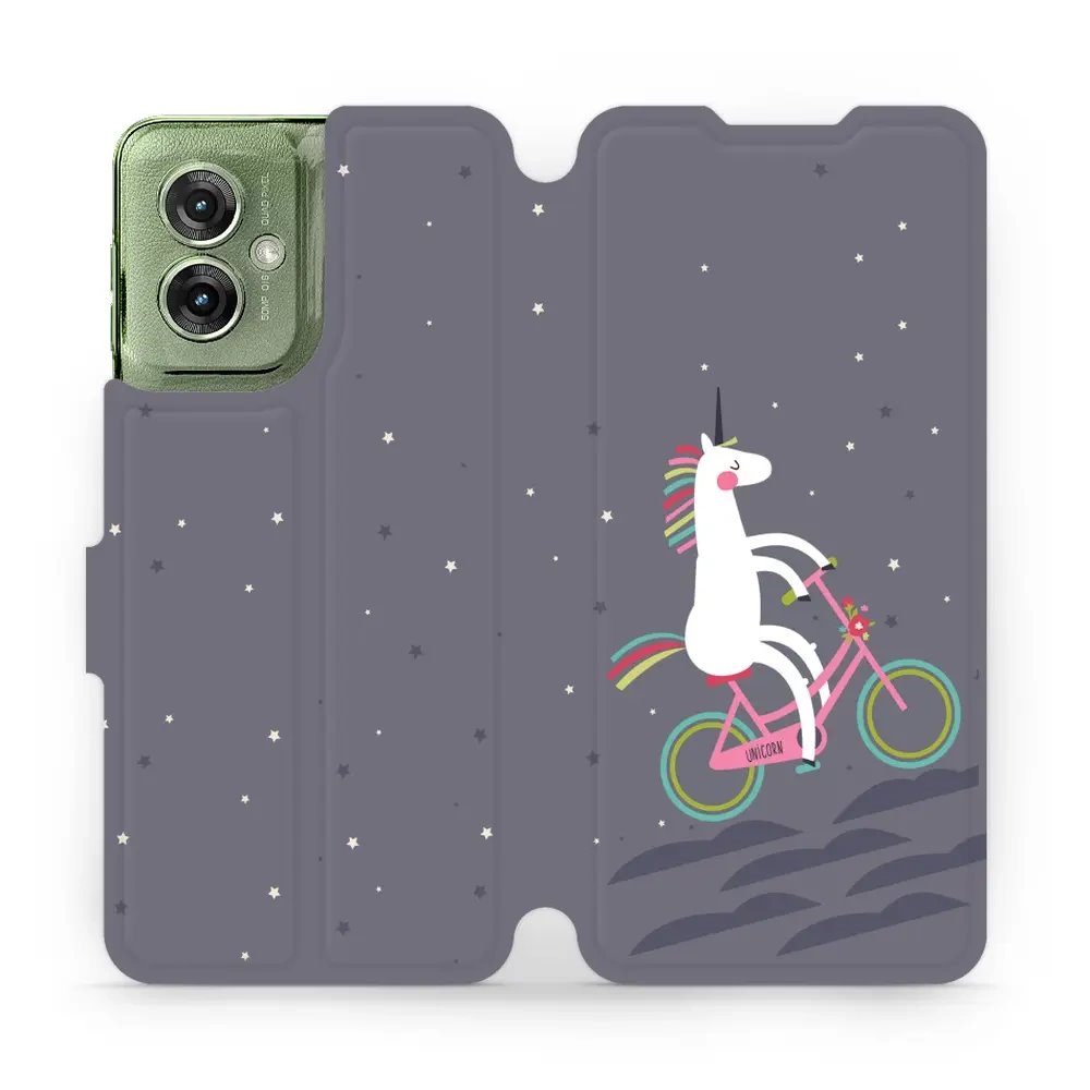 Flipové pouzdro Mobiwear - Motorola Moto G55 5G - V024P Jednorožec na kole