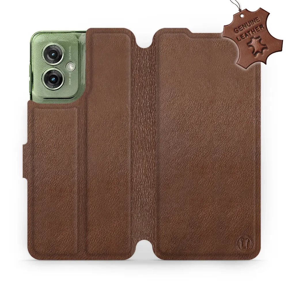 Kožené flip pouzdro Mobiwear - Motorola Moto G55 5G - Hnědé
