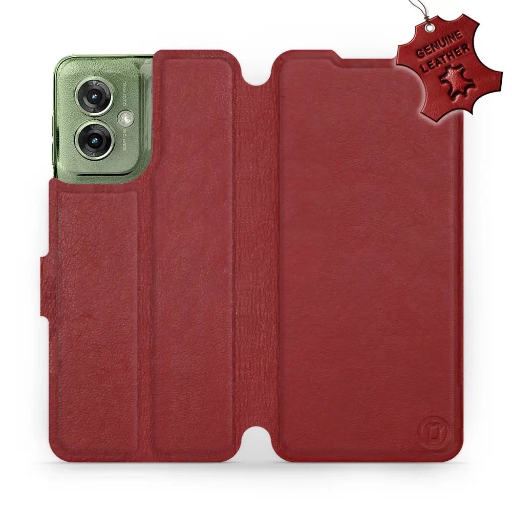 Kožené flip pouzdro Mobiwear - Motorola Moto G55 5G - Tmavě červené - VÝPRODEJ