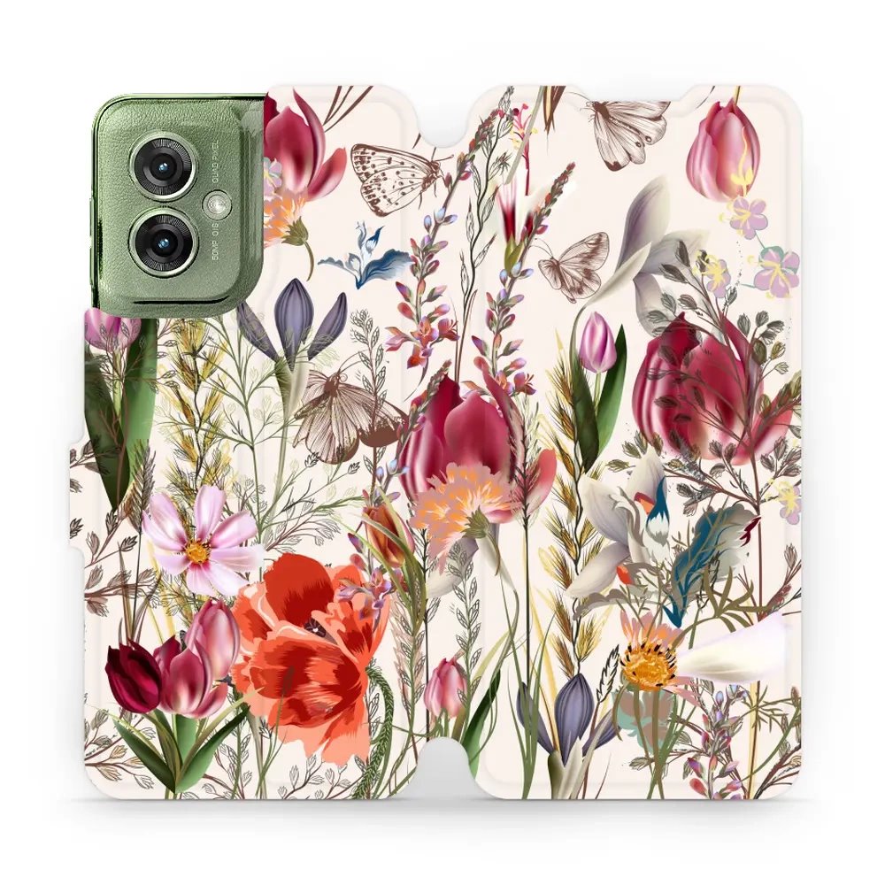 Flipové pouzdro Mobiwear - Motorola Moto G55 5G - MP01S Rozkvetlá louka