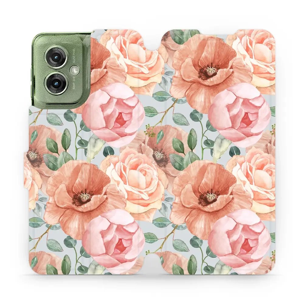Flipové pouzdro Mobiwear - Motorola Moto G55 5G - MP02S Pastelové květy