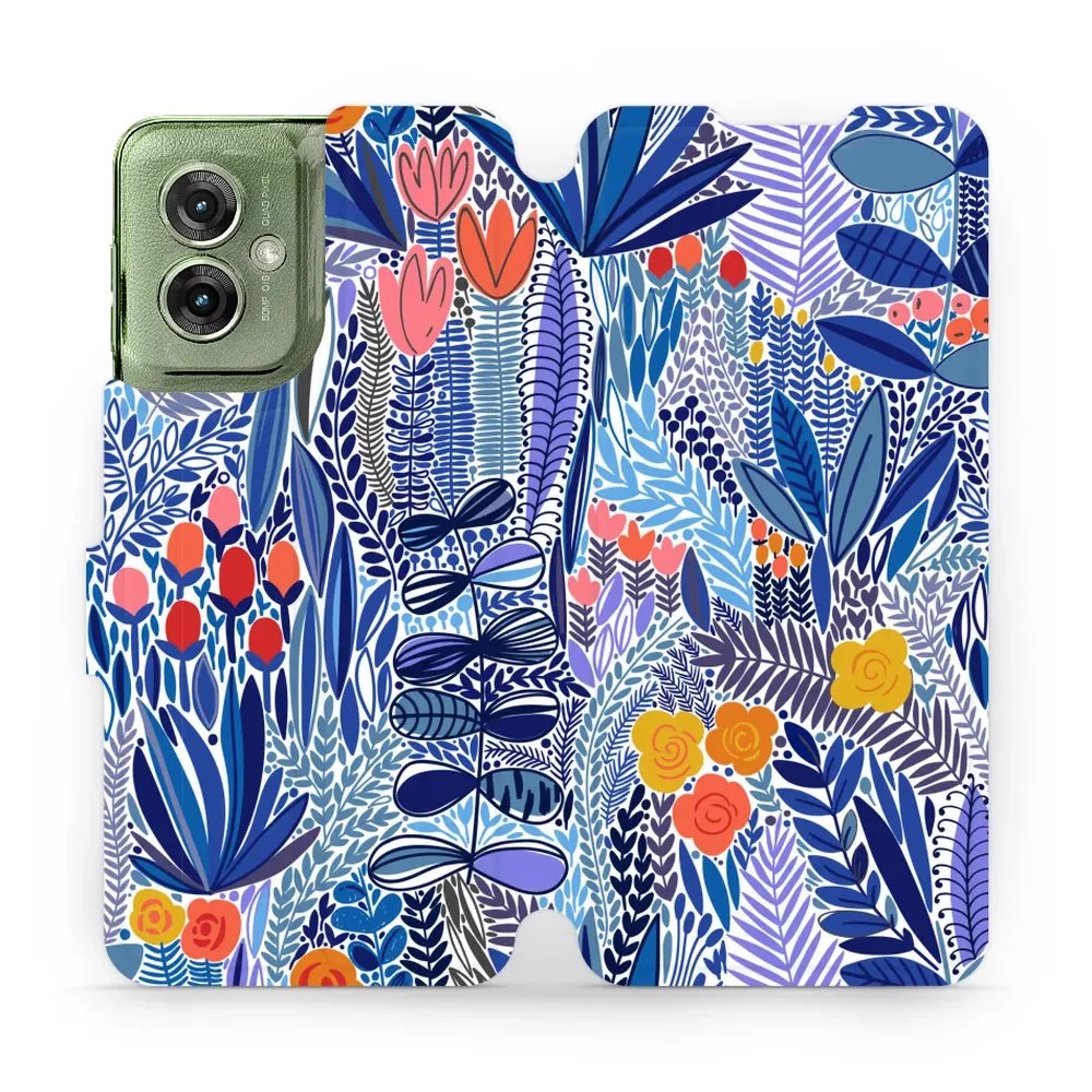 Flipové pouzdro Mobiwear - Motorola Moto G55 5G - MP03P Modrá květena