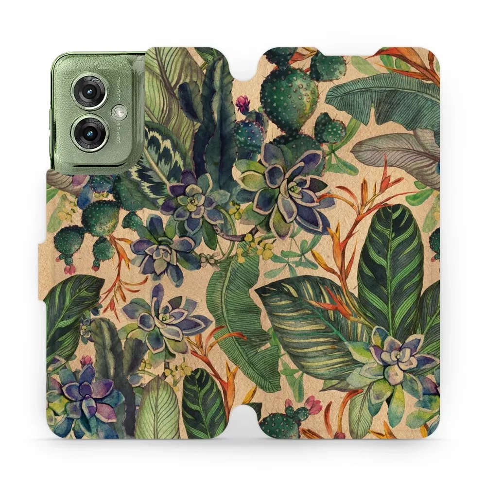 Flipové pouzdro Mobiwear - Motorola Moto G55 5G - VP05S Sukulenty