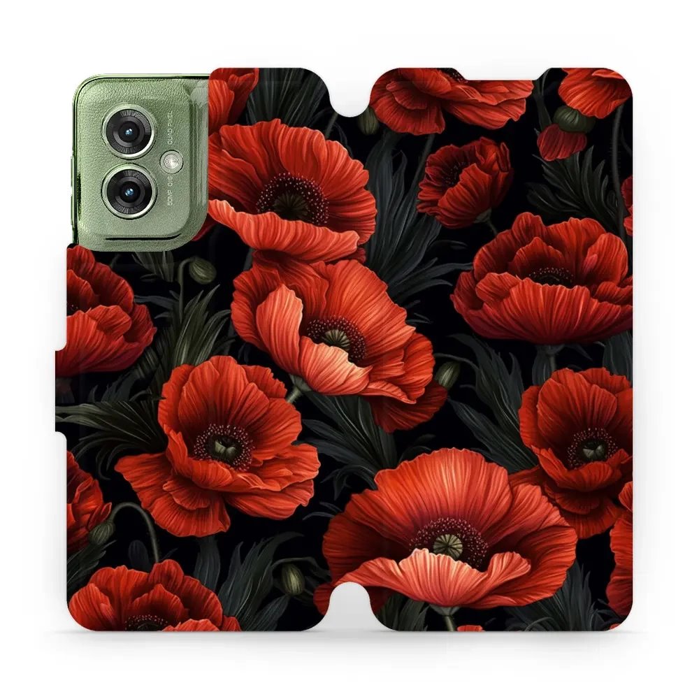 Flipové pouzdro Mobiwear - Motorola Moto G55 5G - VP45S Temné červené květy