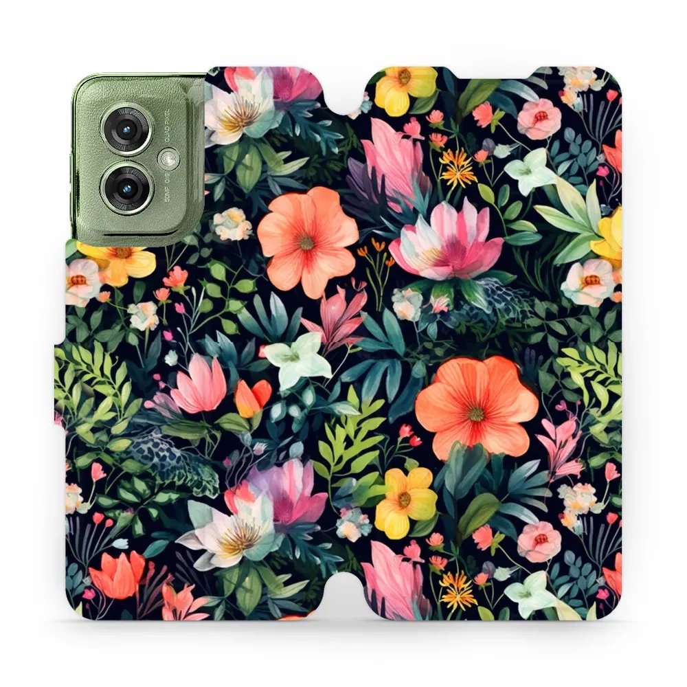 Flipové pouzdro Mobiwear - Motorola Moto G55 5G - VP48S Pestré kvítky