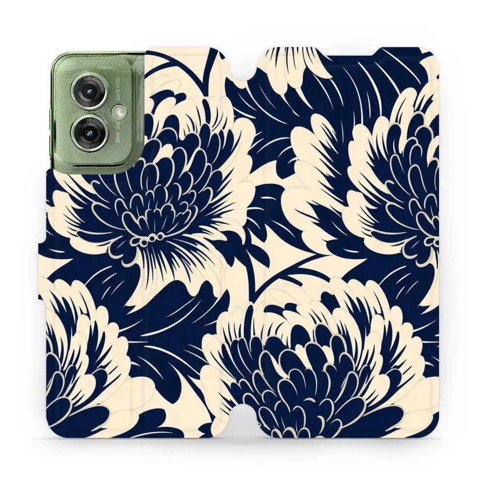 Flipové pouzdro Mobiwear - Motorola Moto G55 5G - VA40S Modré a béžové květy