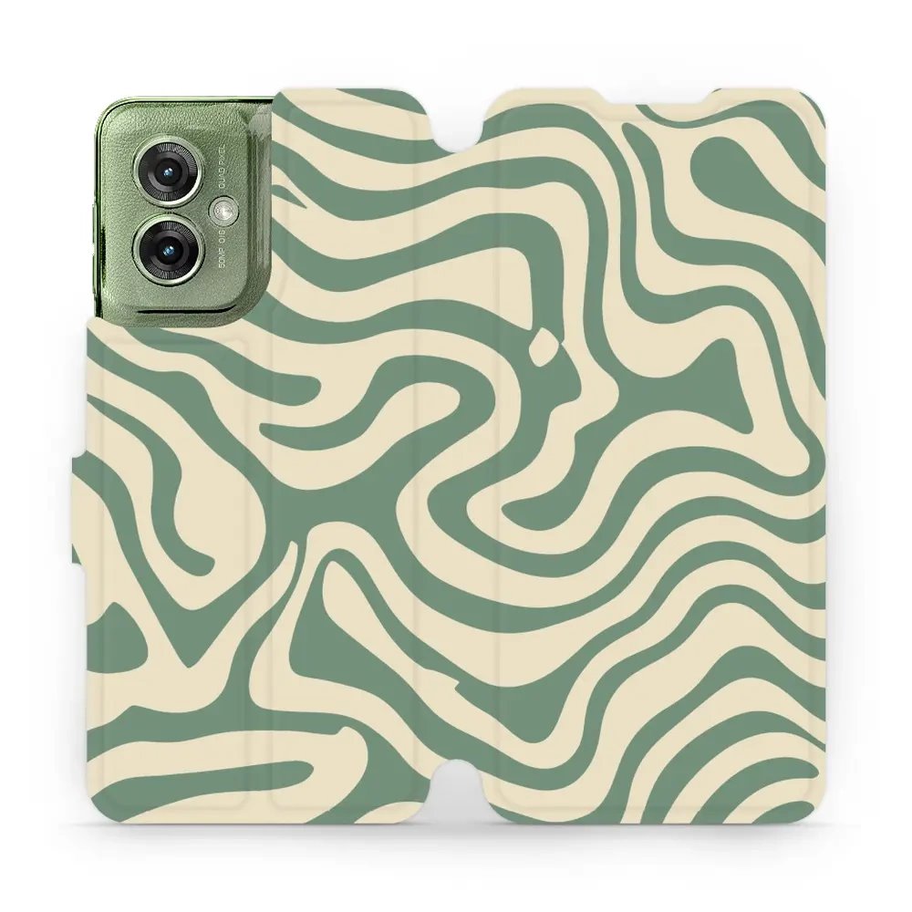Flipové pouzdro Mobiwear - Motorola Moto G55 5G - VA57S Zelené a béžové zkrouceniny