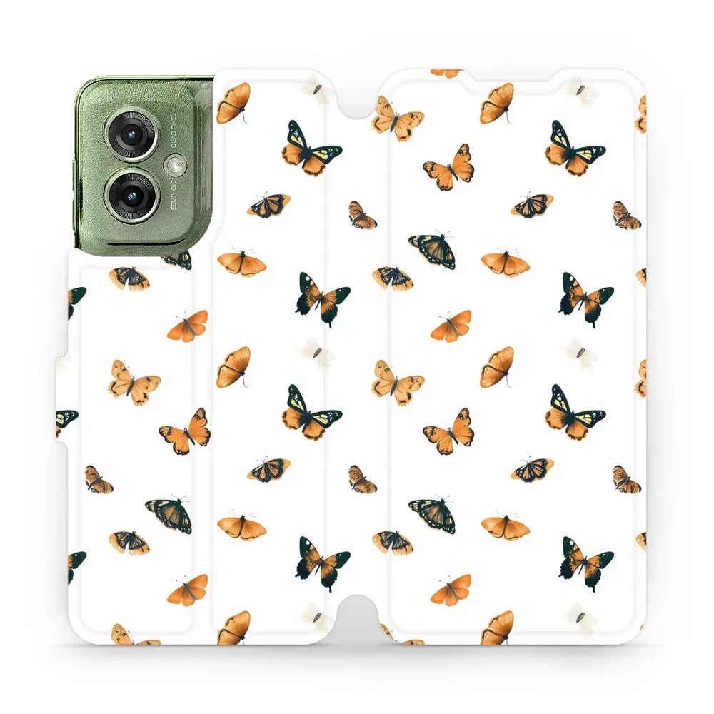 Flipové pouzdro Mobiwear - Motorola Moto G55 5G - VP77S Oranžoví motýlci