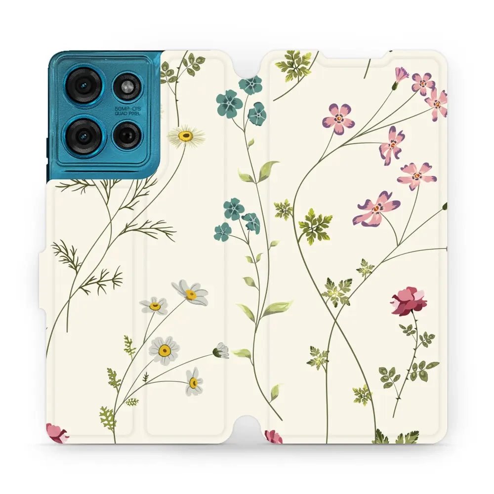 Flipové pouzdro Mobiwear - Motorola Moto G75 5G - MD03S Tenké rostlinky s květy