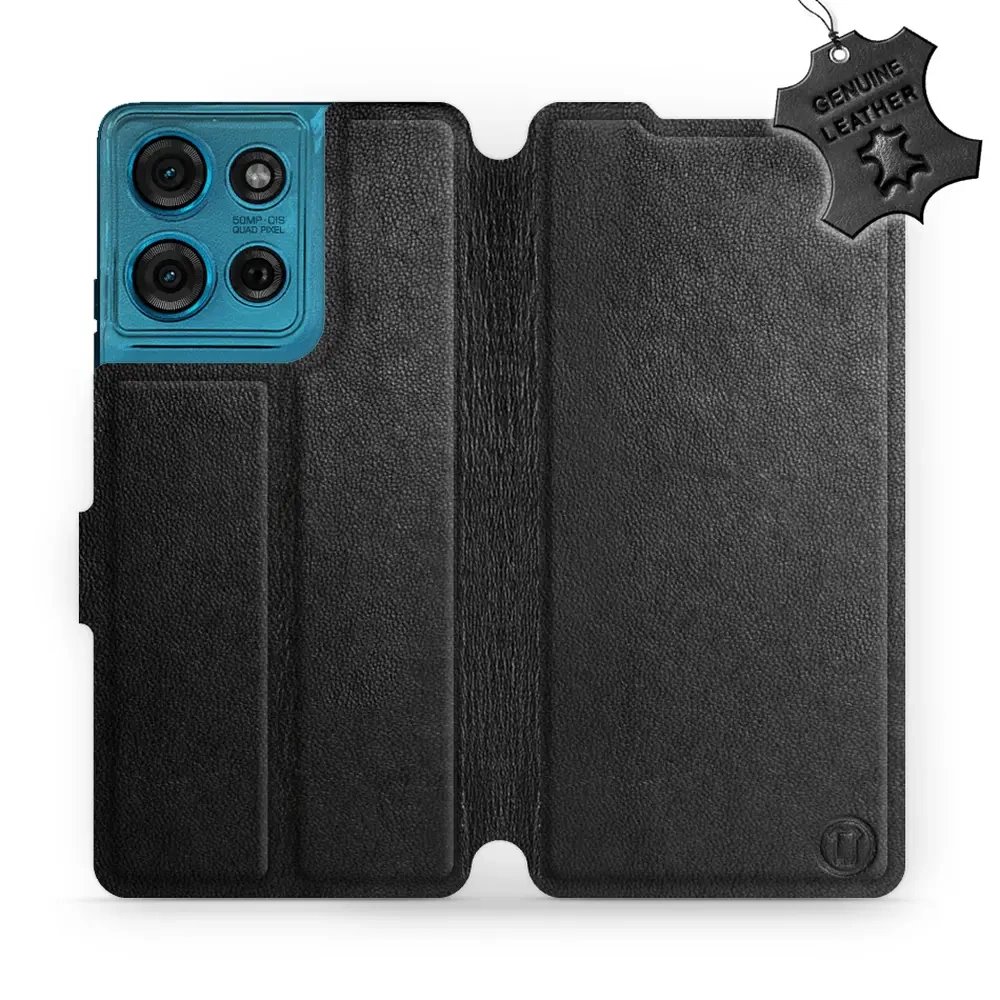 Kožené flip pouzdro Mobiwear - Motorola Moto G75 5G - Černé