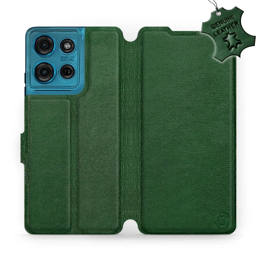 Kožené flip pouzdro Mobiwear - Motorola Moto G75 5G - Zelené 