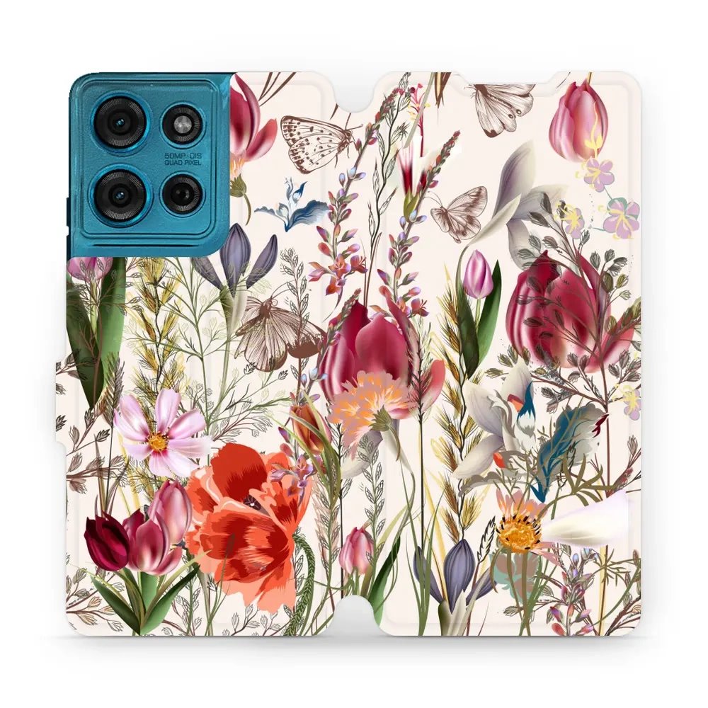 Flipové pouzdro Mobiwear - Motorola Moto G75 5G - MP01S Rozkvetlá louka