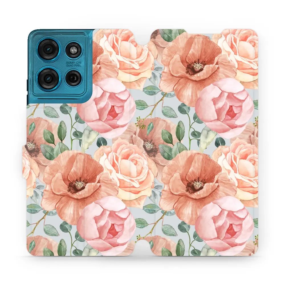 Flipové pouzdro Mobiwear - Motorola Moto G75 5G - MP02S Pastelové květy