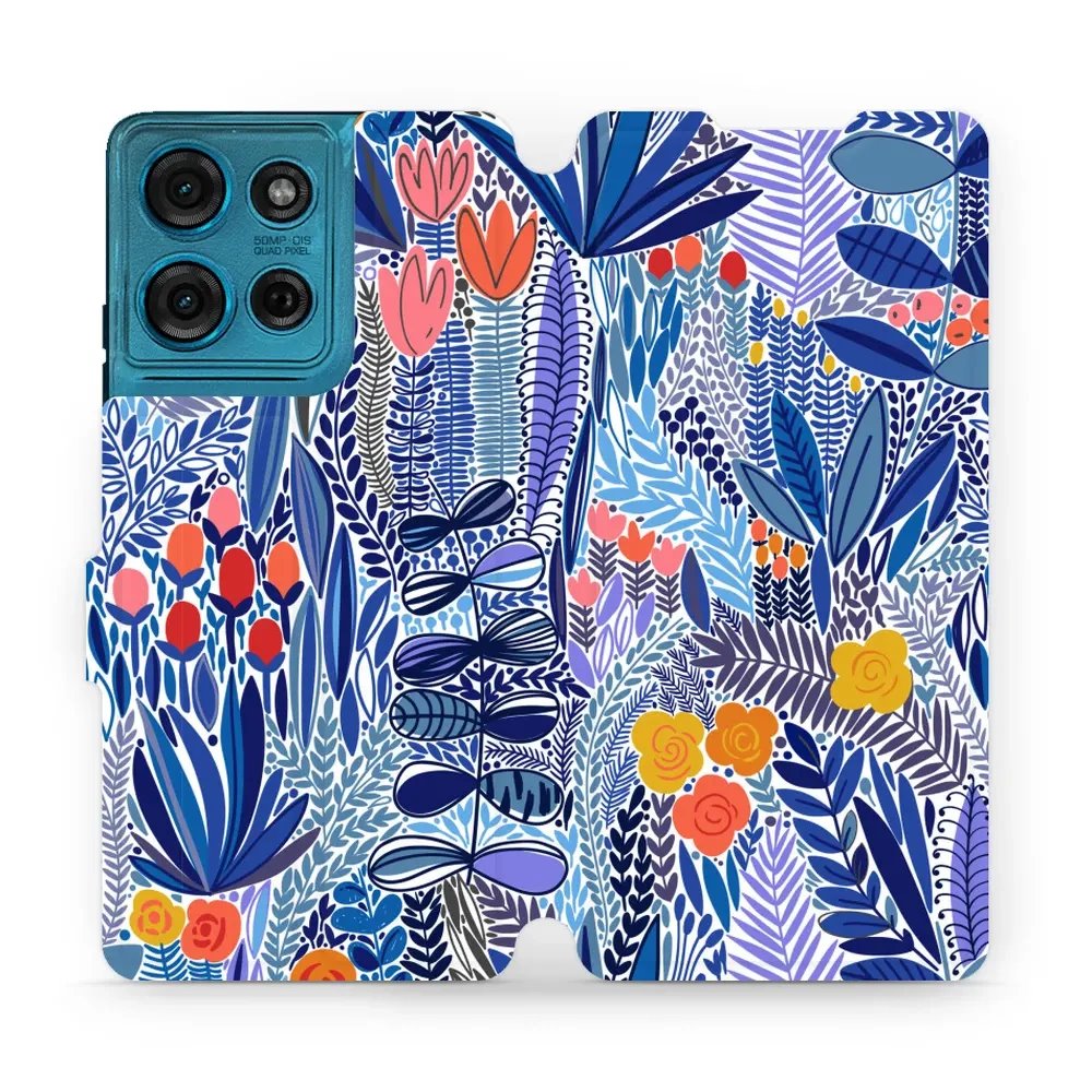 Flipové pouzdro Mobiwear - Motorola Moto G75 5G - MP03P Modrá květena
