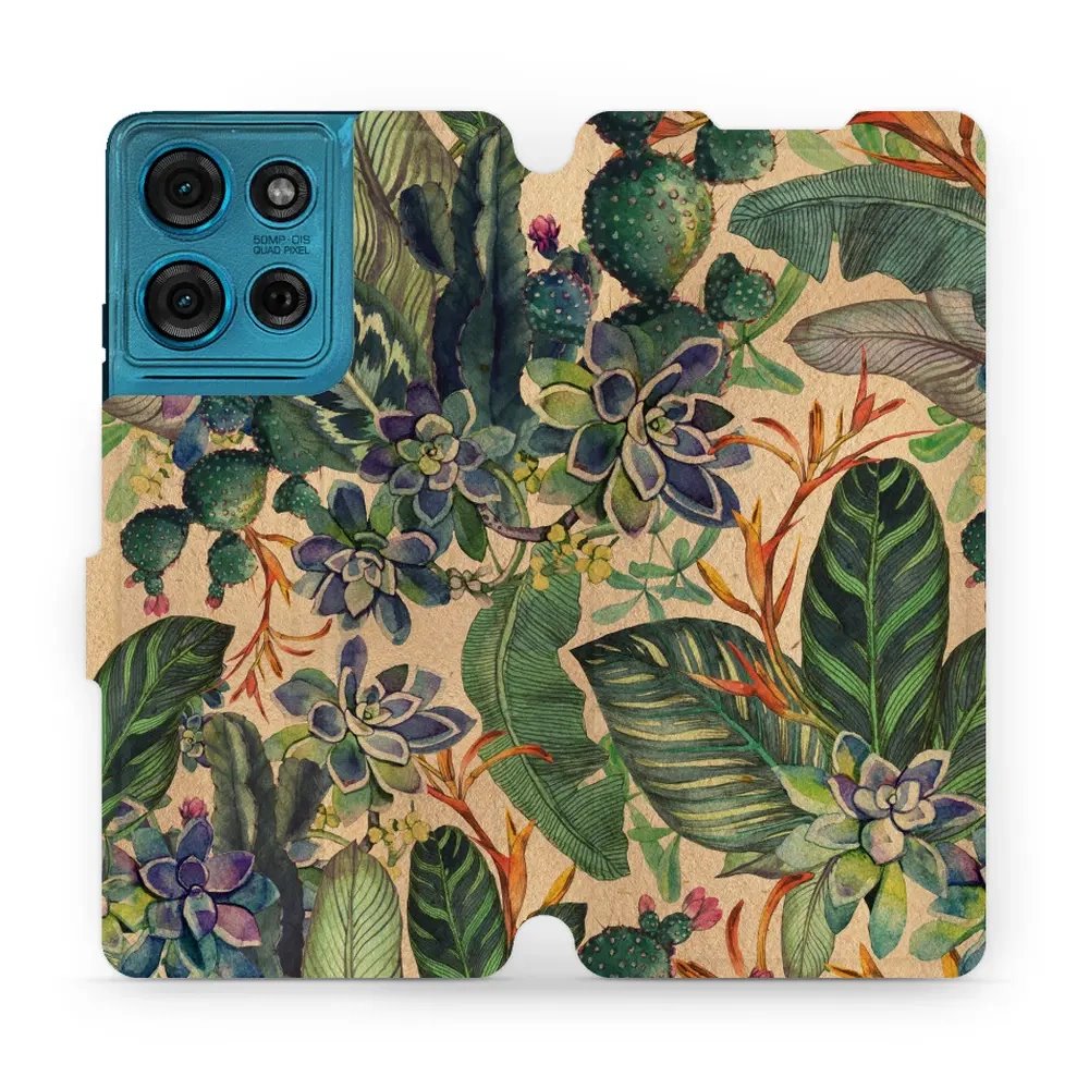 Flipové pouzdro Mobiwear - Motorola Moto G75 5G - VP05S Sukulenty