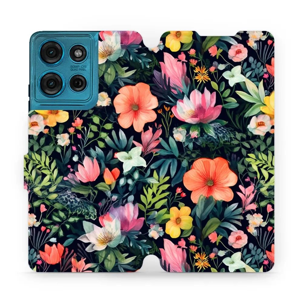 Flipové pouzdro Mobiwear - Motorola Moto G75 5G - VP48S Pestré kvítky
