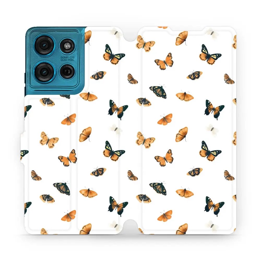 Flipové pouzdro Mobiwear - Motorola Moto G75 5G - VP77S Oranžoví motýlci