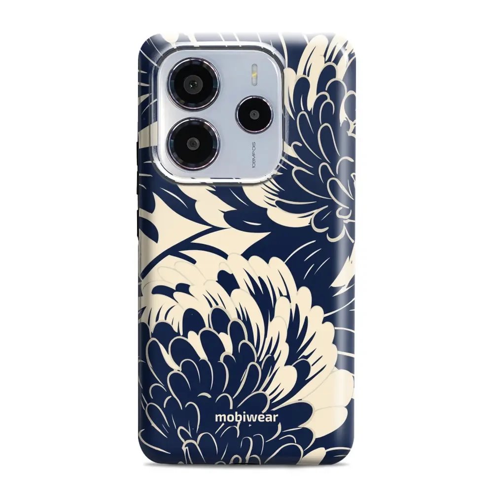Odolný obal Mobiwear Elite Pro - Xiaomi Redmi Note 14 5G - EA40E Modré a béžové květy