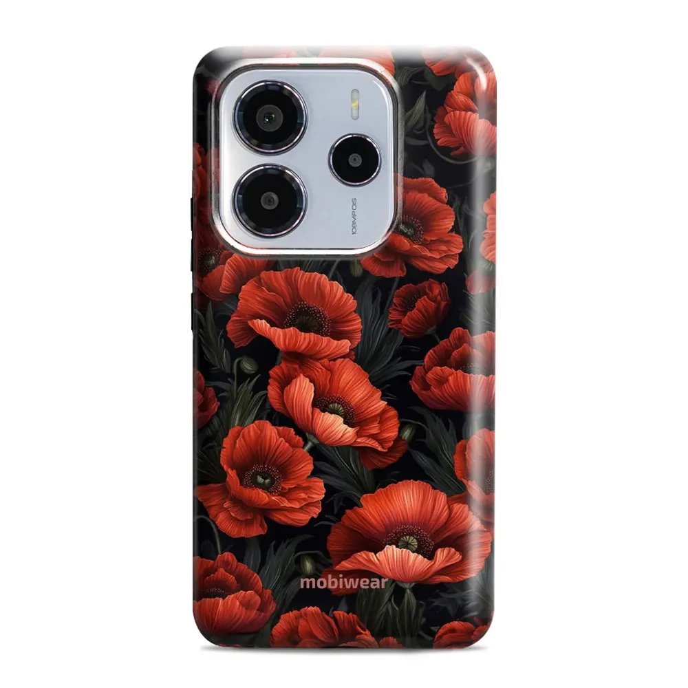 Odolný obal Mobiwear Elite Pro - Xiaomi Redmi Note 14 5G - EP45E Temné červené květy