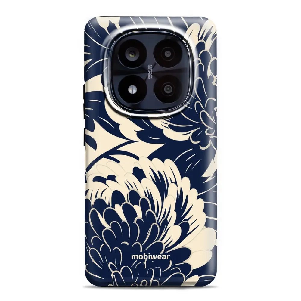 Odolný obal Mobiwear Elite Pro - Xiaomi Redmi Note 14 Pro Plus 5G - EA40E Modré a béžové květy