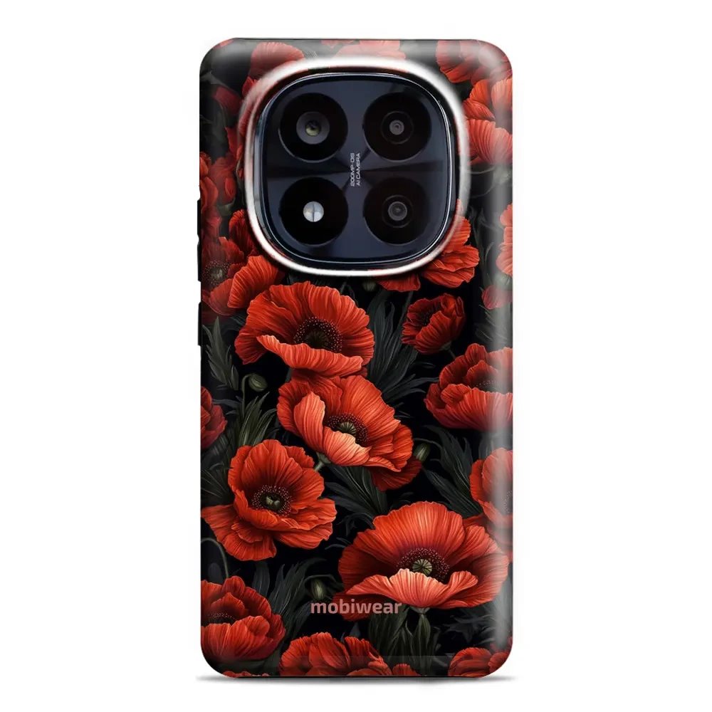 Odolný obal Mobiwear Elite Pro - Xiaomi Redmi Note 14 Pro Plus 5G - EP45E Temné červené květy