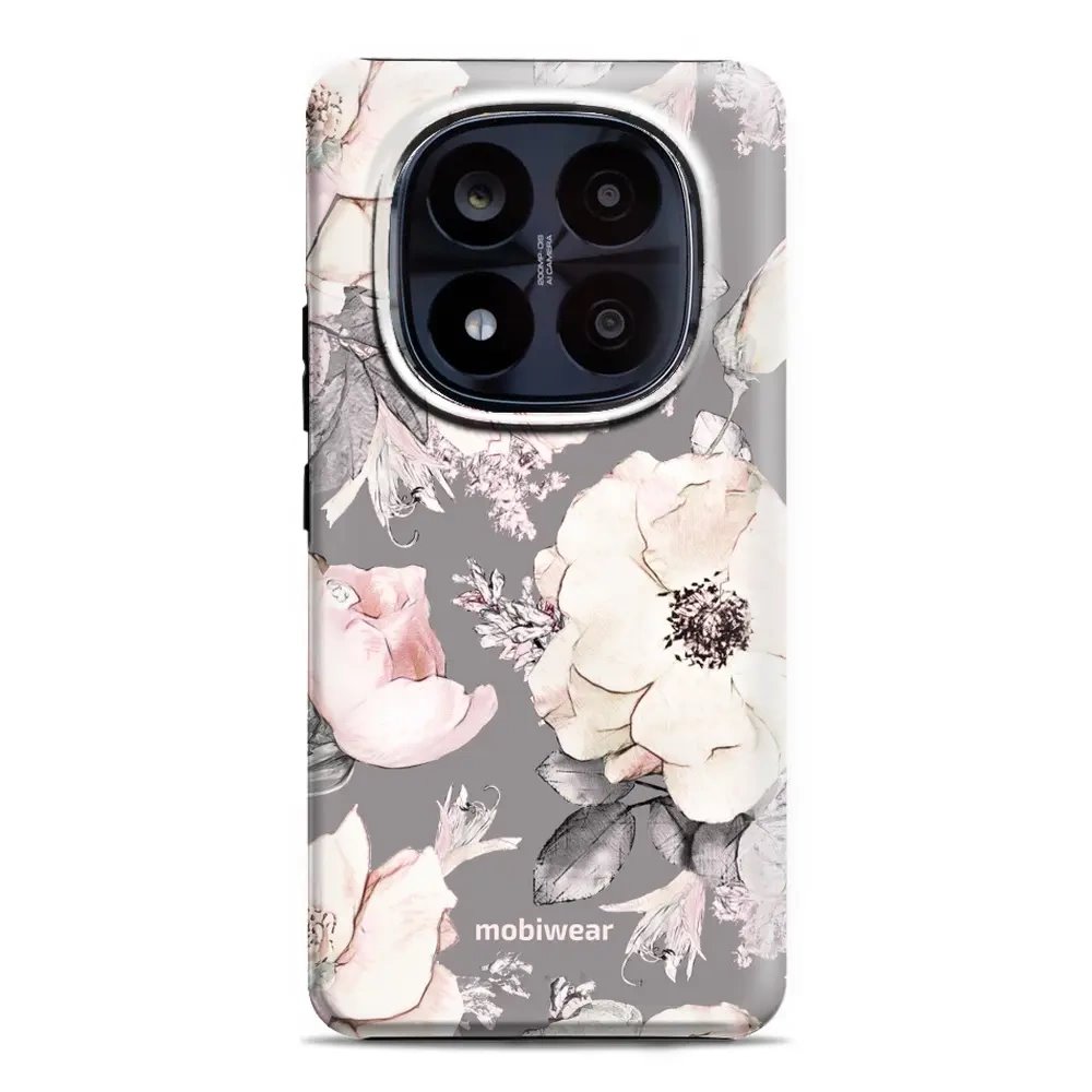 Odolný obal Mobiwear Elite Pro - Xiaomi Redmi Note 14 Pro Plus 5G - EX06E Květy na šedém pozadí