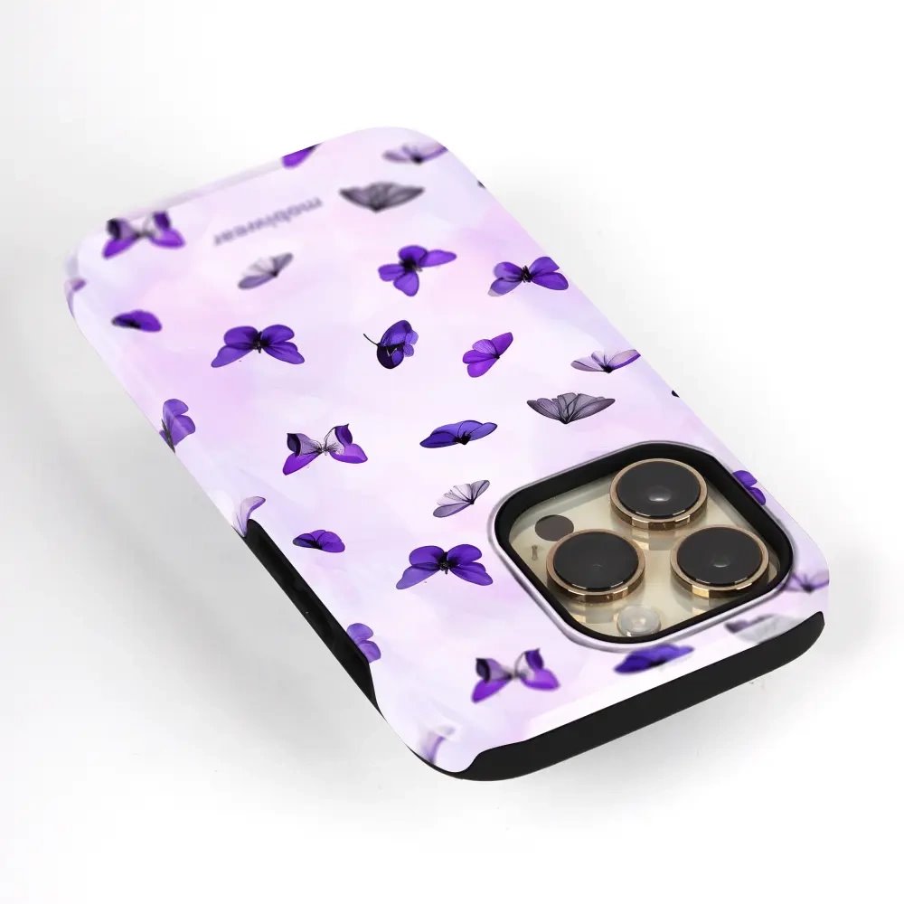 Odolný kryt na mobil Samsung Galaxy S26 - Mobiwear Elite Pro EP77E, fialoví motýlci