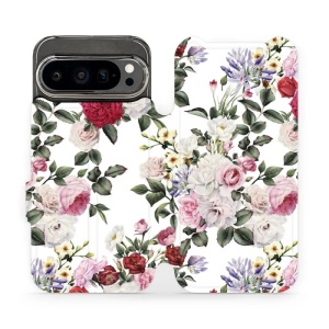 Flipové pouzdro Mobiwear - Google Pixel 9 Pro - MD01S Růže na bílé