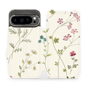 Flipové pouzdro Mobiwear - Google Pixel 9 Pro - MD03S Tenké rostlinky s květy